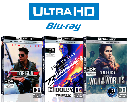Paramount annoncere at tre klassiske Tom Cruise film dukommer på UHD 4K blu-ray. 