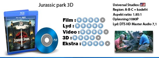 Jurrasic park 3D blu-ray