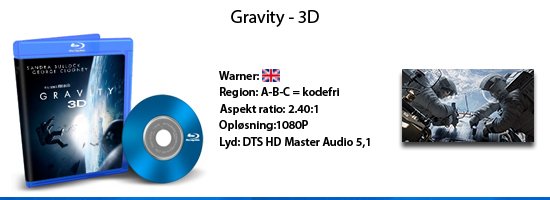 Gravity 3D blu-ray