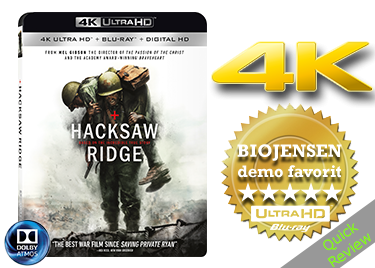 Hacksaw Ridge UHD 4K blu-ray Quick review