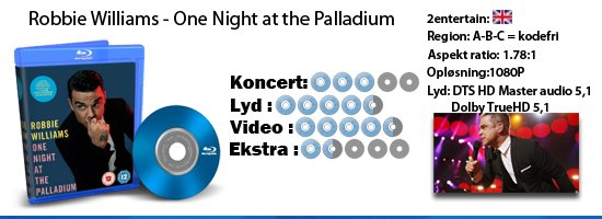 Robbie Williams - One Night at the Palladium blu-ray