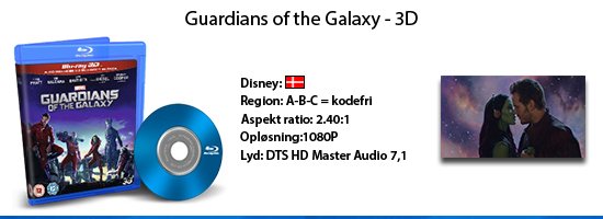 Guardians of the galaxy 3D Blu-ray
