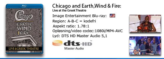 Chicago and Earth wind & fire: live at the greek theatre