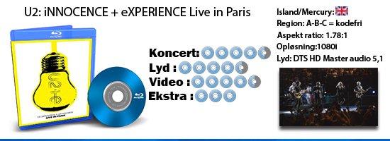 U2: iNNOCENCE + eXPERIENCE Live in Paris Blu-ray